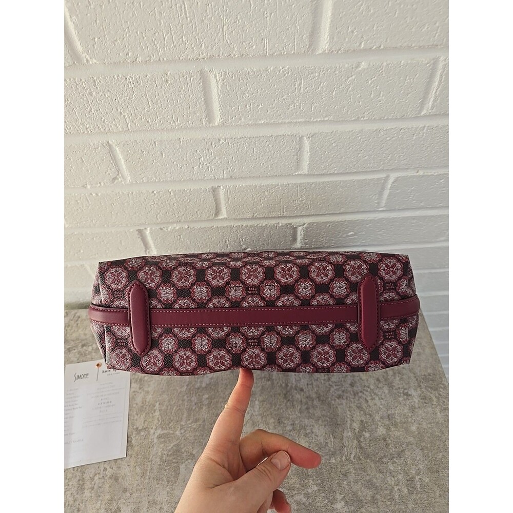 Kate Spade Flower Monogram Coated Canvas Garnet Rose Medium Messenger Sample - Picture 9 of 15